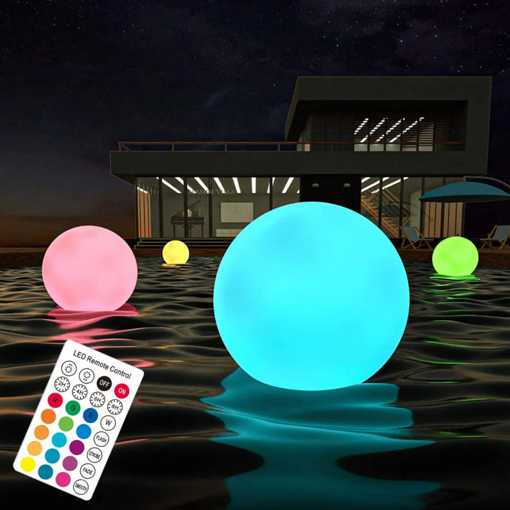 Hot Sell RGBW IR Remote Smart Solar Pool Floating Ball Light For Pool Garden