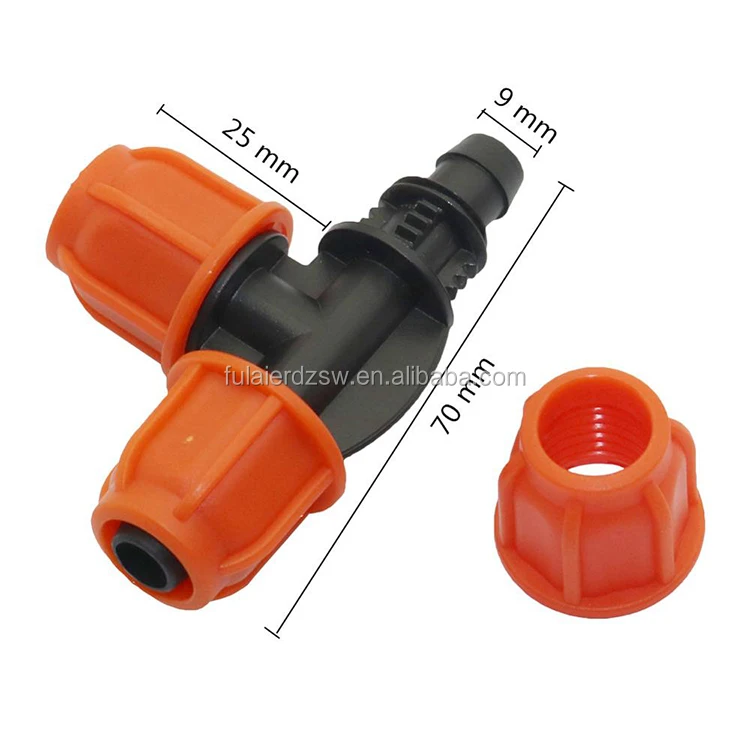 8/11mm Lock Nut Hose Tee Joint Agriculture Irrigation Hose Connector