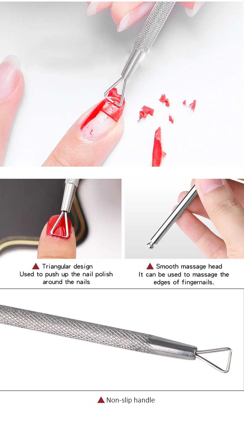 Wholesale Triangle Heads Metal Stainless Steel Nail Cuticle Remover