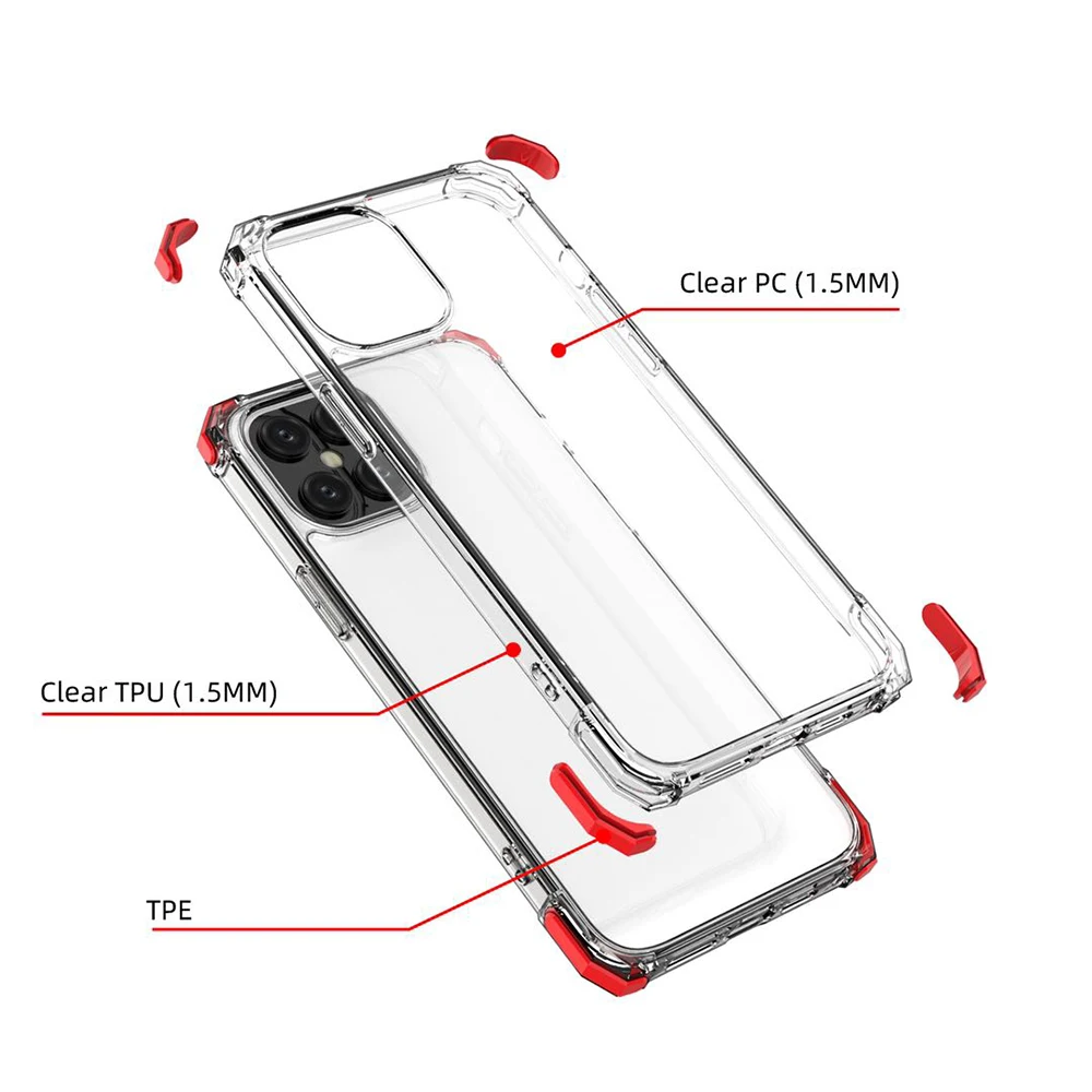 

Top Factory Free Sample Stock Custom Logo Clear Cell Phone Case With Bumper For Iphone 12