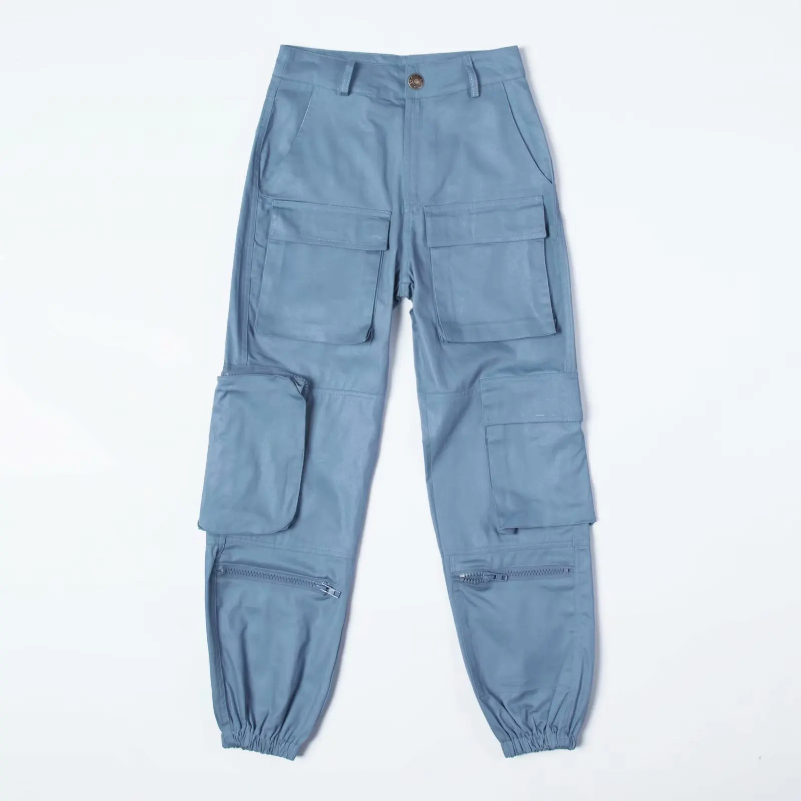 Vintage Ladies Black Cargo Pants Women Pockets Loose Pants Joggers