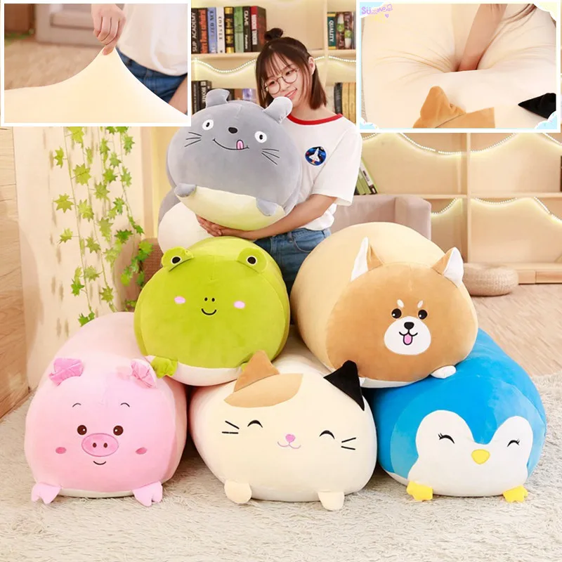 CustomPlushMaker offers adorable, large-sized stuffed hugging pillows in 30cm, 60cm, and 90cm, suitable for use as sofa cushions or plushies：Cute animal plush cushion