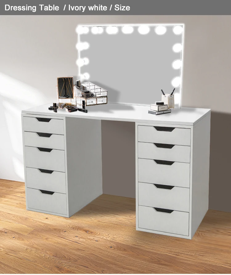 2020 New Arrival White color Corner hollywood vanity makeup table with mirror wholesale Dressers Women Bedroom Sets