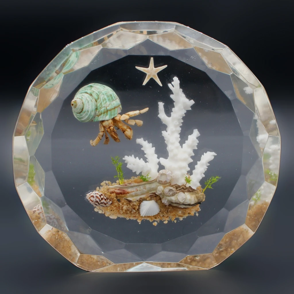 hermit crab with white coral 130mm real sea lif