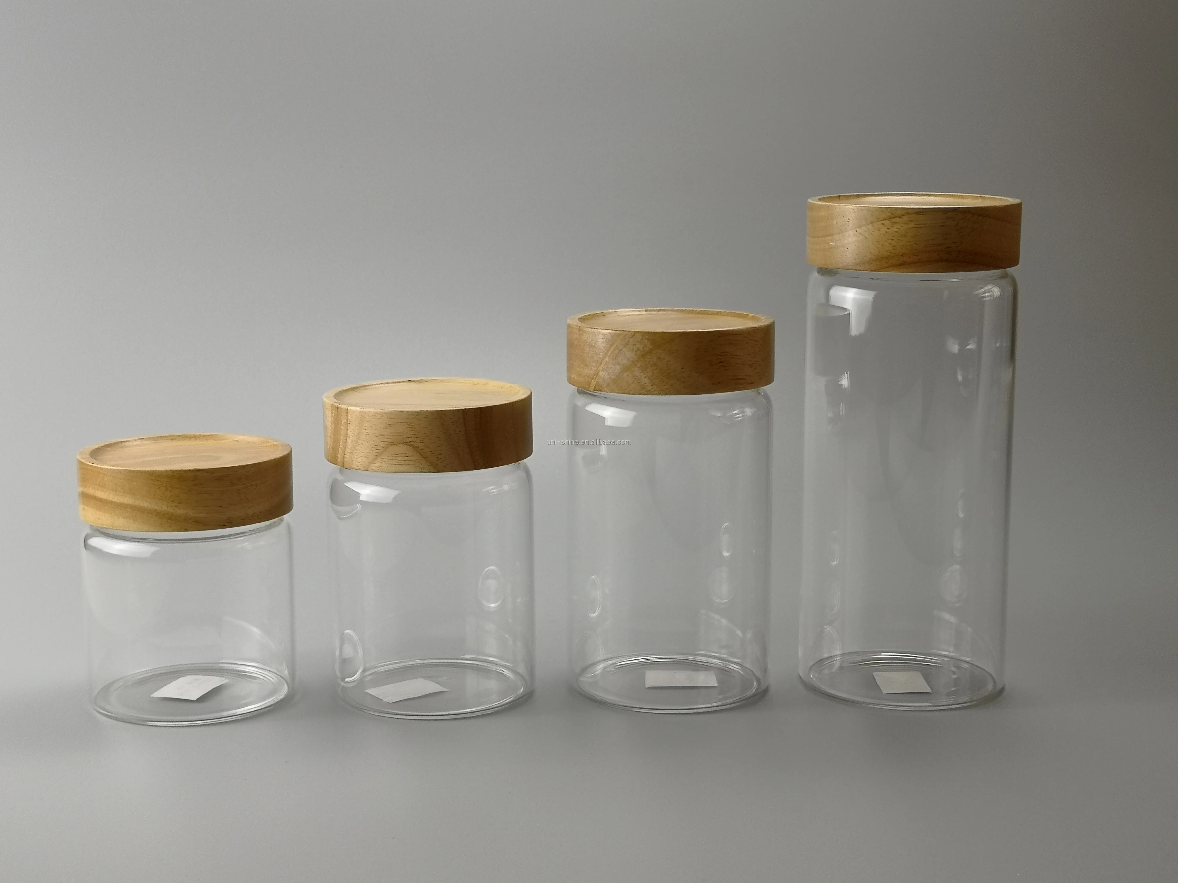 带竹盖的硼硅玻璃食品容器