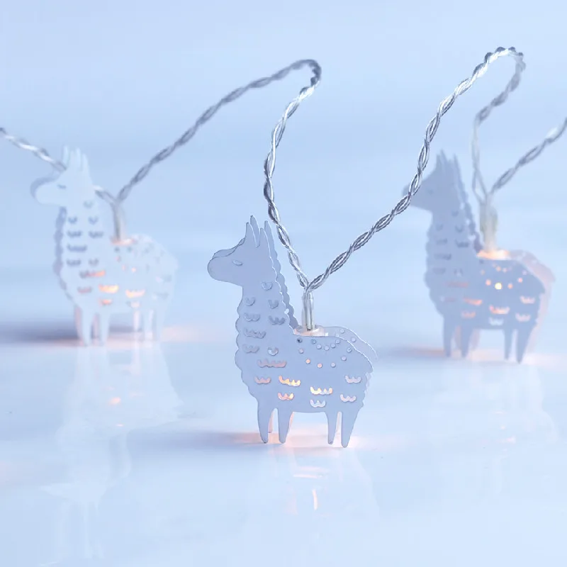 10 Count Metal Llama Shaped Light String Battery Fairy LED Alpaca Night Light For Vicuna Birthday Party Kids Room Decoration