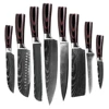 8 PCS Kitchen Knife Set Stainless Steel Blades Damascus Laser Chef Knife Sets Santoku Utility Paring Cooking Tools kitchen Gifts