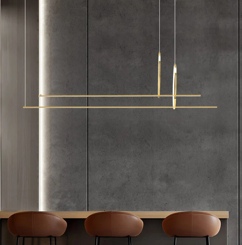 Modern minimalist kitchen bar counter strip study light luxury Nordic office led strip light dining room chandelier