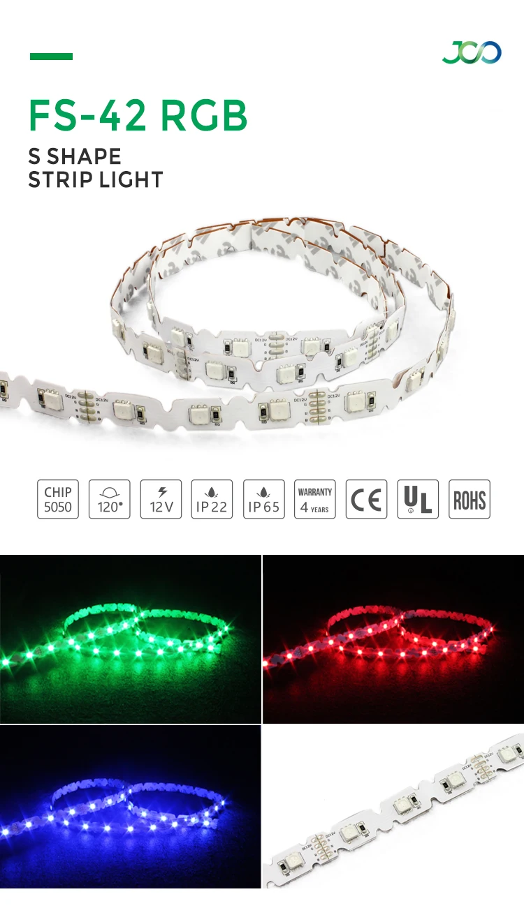 JS SMART LED Manufacturer Outlet S Shape RGB Led Flexible Strip Light SMD 5050 Smart Strip Light 12V / 24V Led Tira