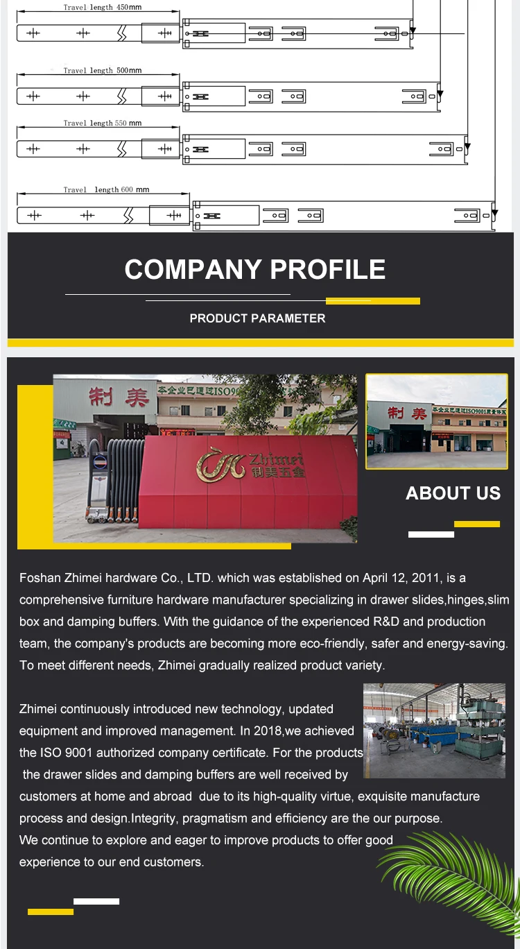 Furniture Hardware Stainless Steel 201 Ball Bearing Drawer Slide