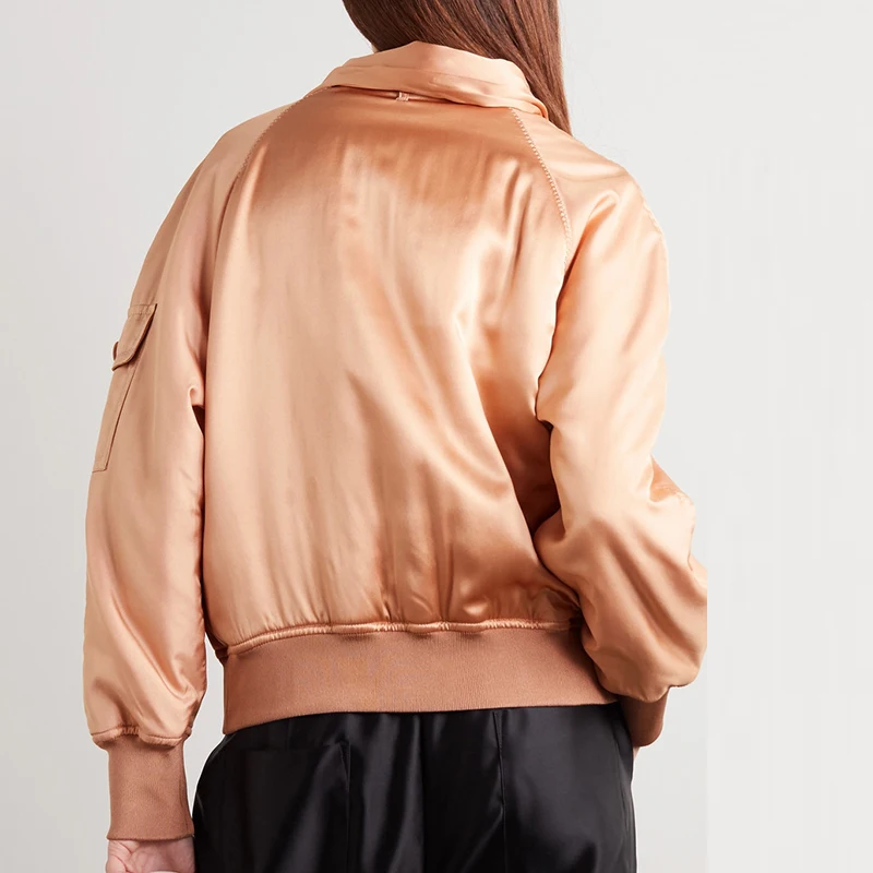 peach color bomber jacket