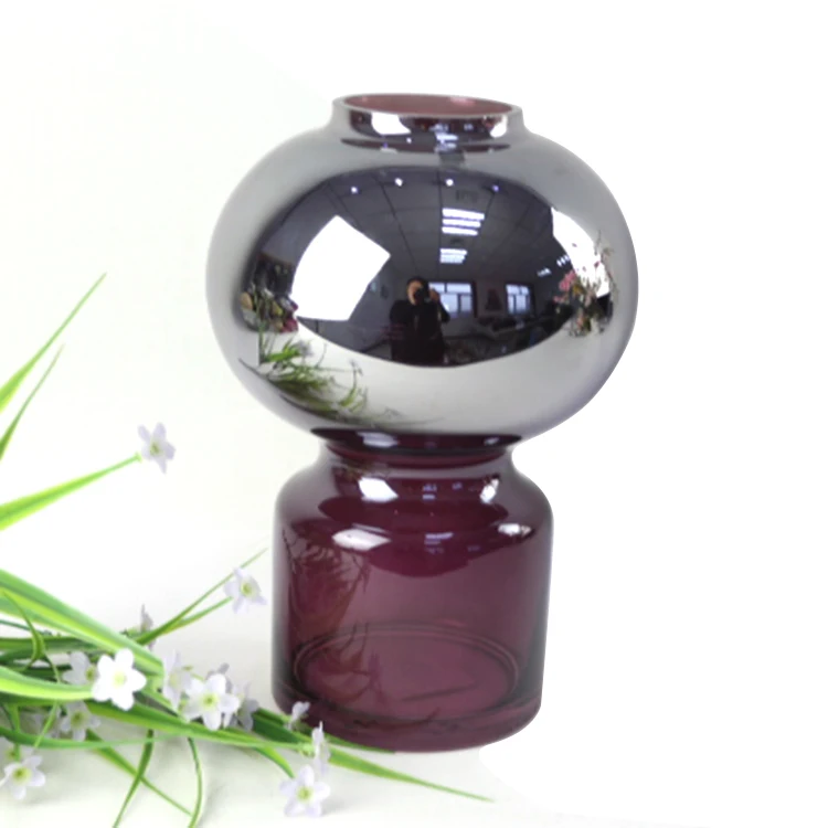 Top Quality room decor hand blown plating nickel vase flower vase