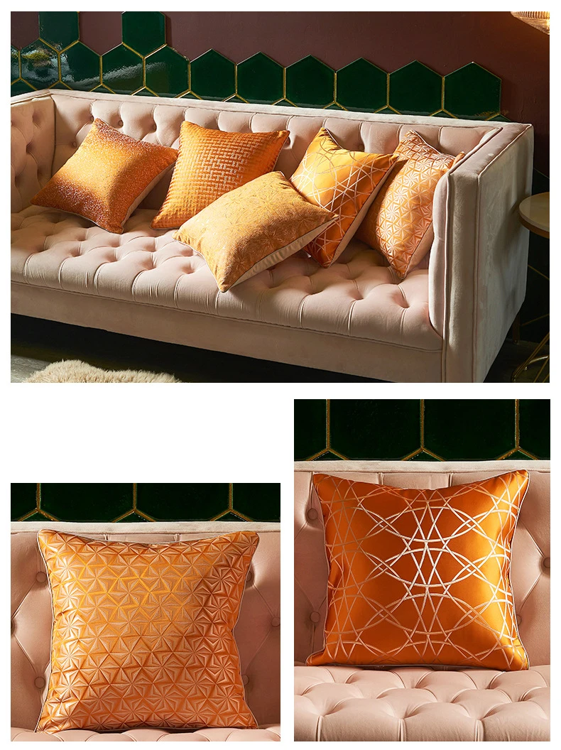 Designer Custom Orange Throw Cushion Cover Decorative Twill Sofa