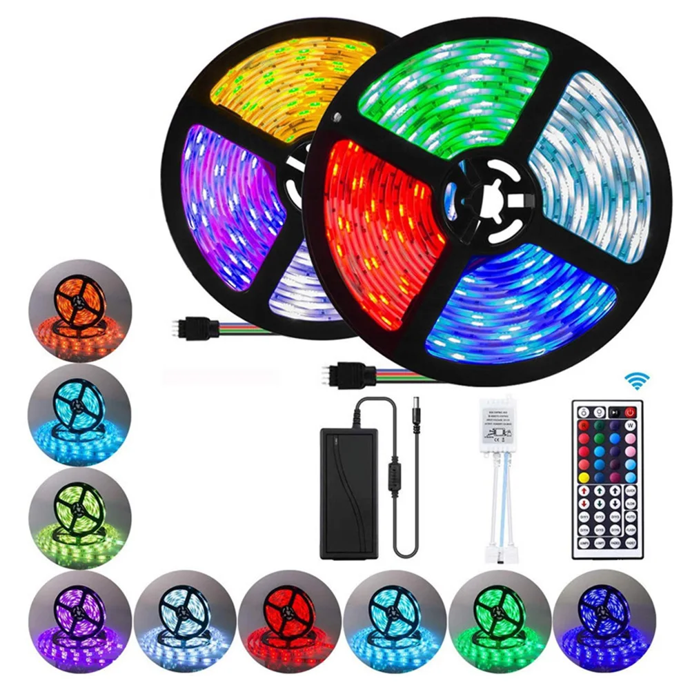 Waterproof TV Backlight 16 Color Changing Flexible 24 44KEY IR Remote ControllerI RGB SMD 5050 LED Strip Light