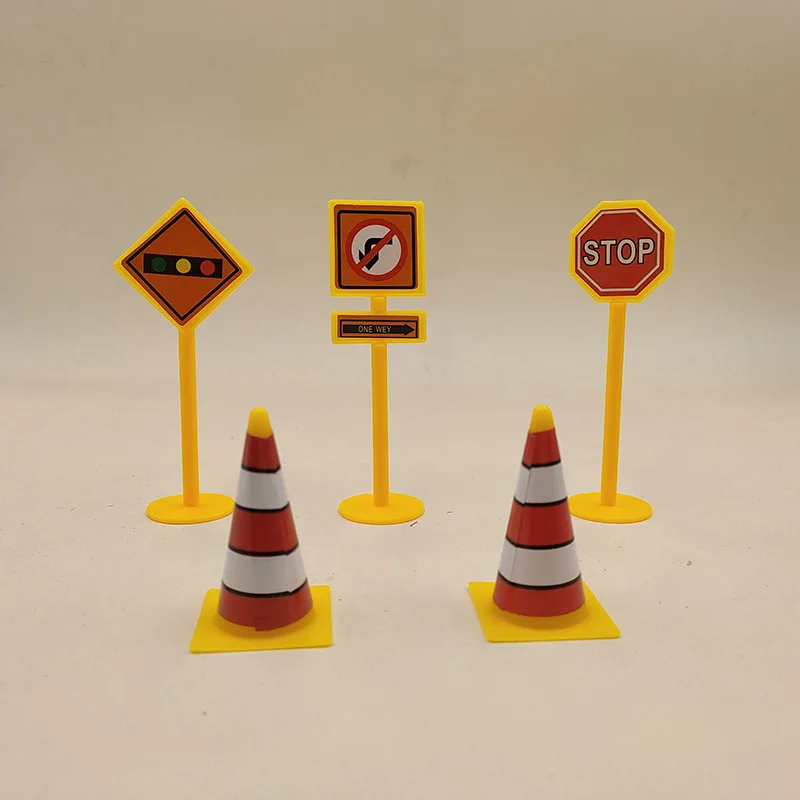 Mini Traffic Cone Street Road Traffic Signs Model Block Educational ...