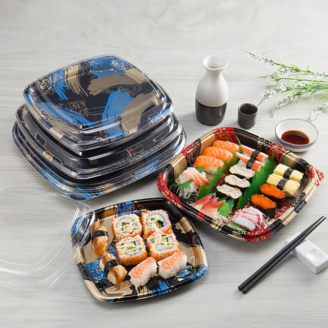 Plastic Sushi Container Food Sushi Packaging Box Square Sushi Boxes ...