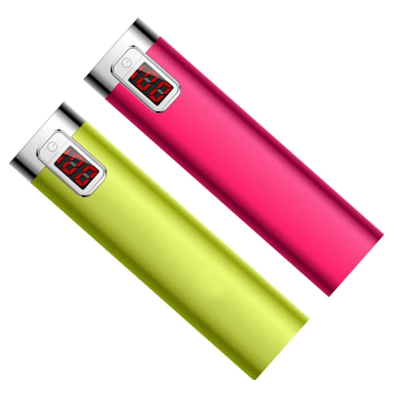 Promotional Stylish Aluminum Portable 2600Mah 18650 Battery Mobile Power Bank Charger With LED Digital Display