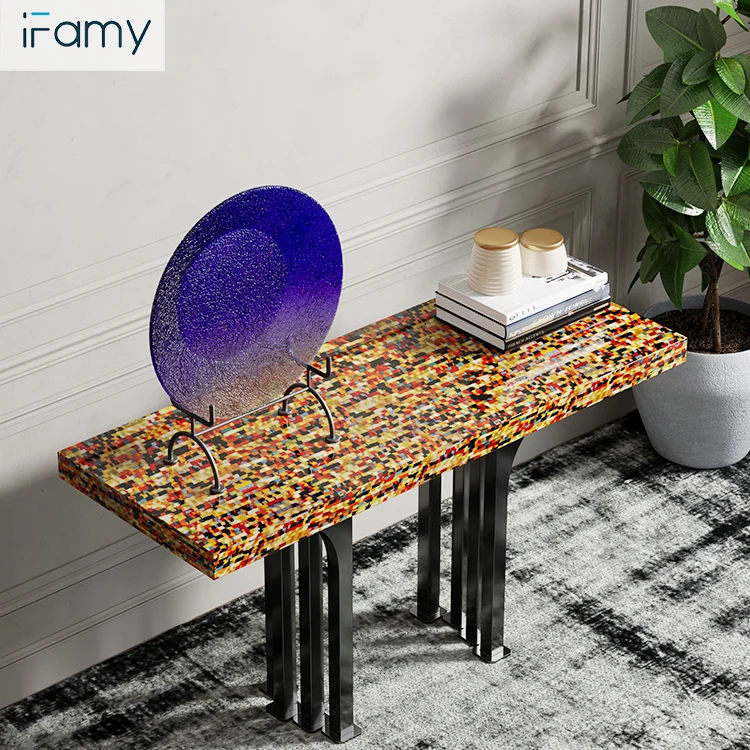New design living room gold and marble console table modern apartment hallway furniture