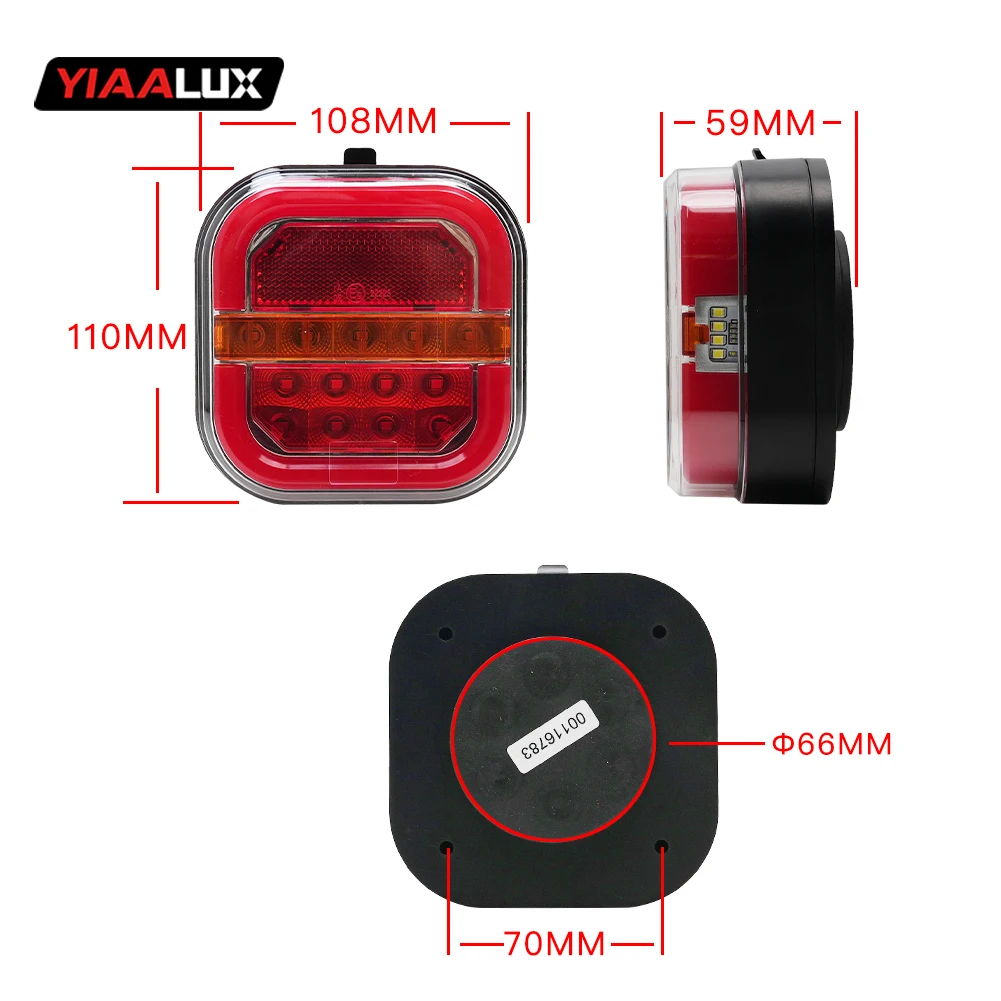 26led Square Rechargeable Truck Trailer Tail Lights Kit With Plug US 12V 24V Magnetic Rear Stop Signal Lamp for Truck Van details