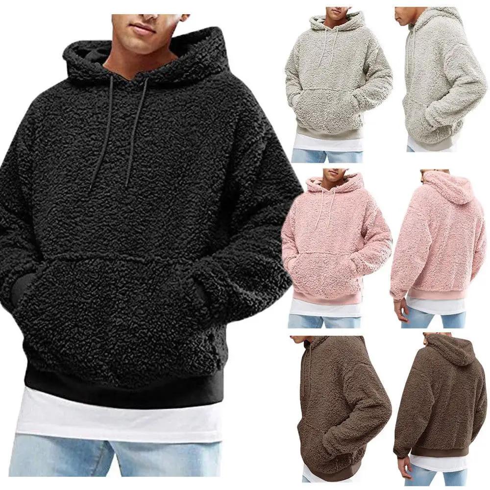 Men Male Hooded Sherpa Custom Hoodie 