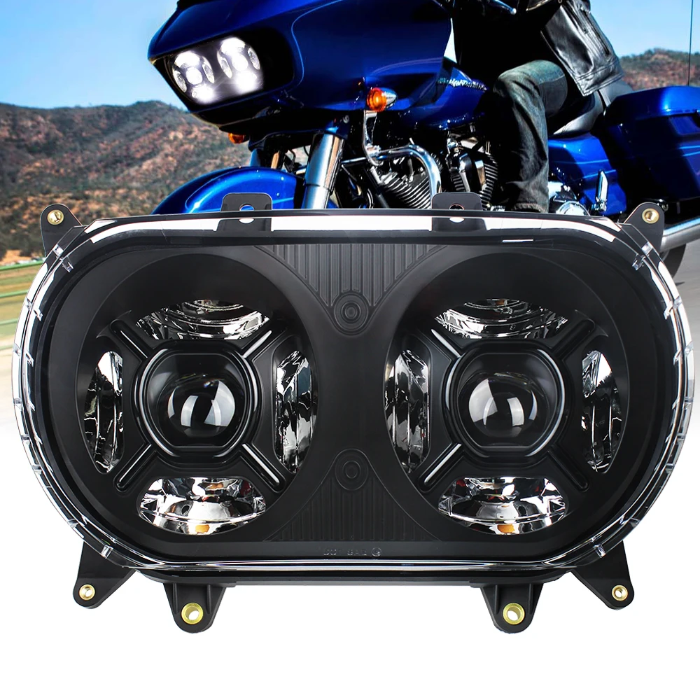 WUKMA Dual LED Motorcycle Headlight Led Projector Hi-low Beam Compatible for Road Glide 2015-2020