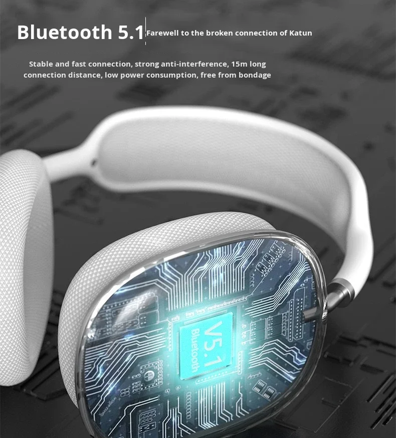 P9 Pro Max Over-Ear Noise-Canceling Wireless Earphones IPX3 Waterproof Type-C Charging LED Battery Indicator for 5.0
