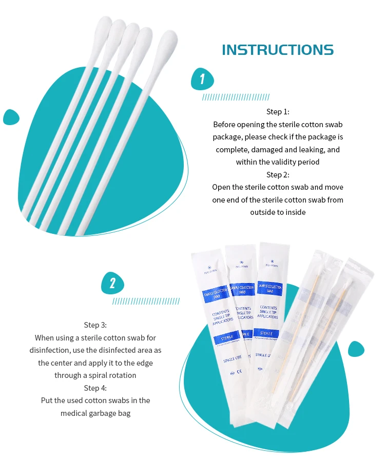Individual Packing Gynecology Swab Stick Sterile Medical Swabs Cotton
