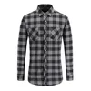 Wholesale Cotton Mens Button Down Collar Grey Black Checked Flannel Shirt