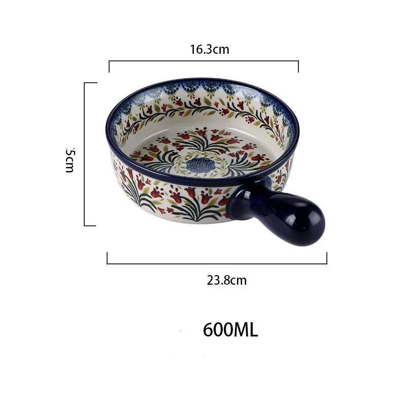 Ceramic Bakeware Polish Style Baking Brownie Cake Pan with Handle Ceramic Dinnerware Home Kitchen Utensils details