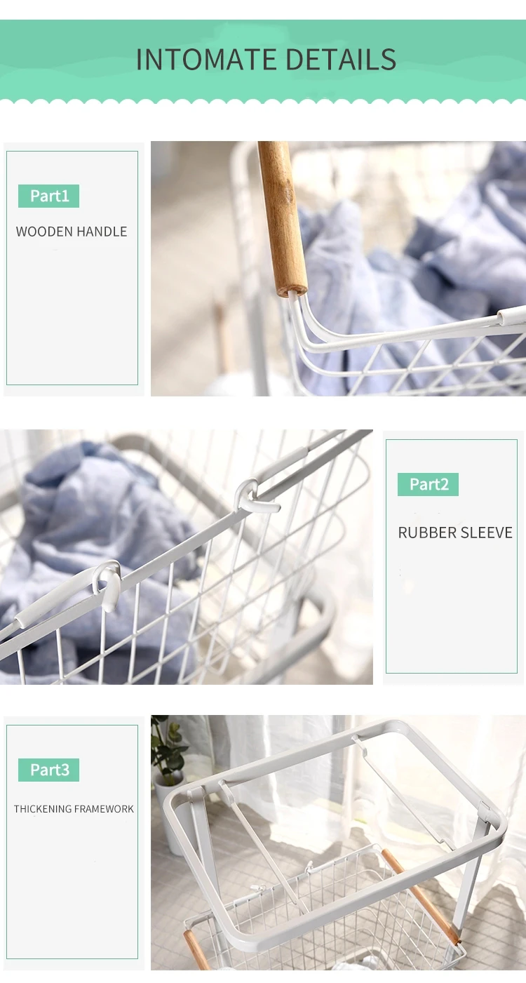 Japanesestyle Simple White Folding Large Dirty Wrought Iron Laundry