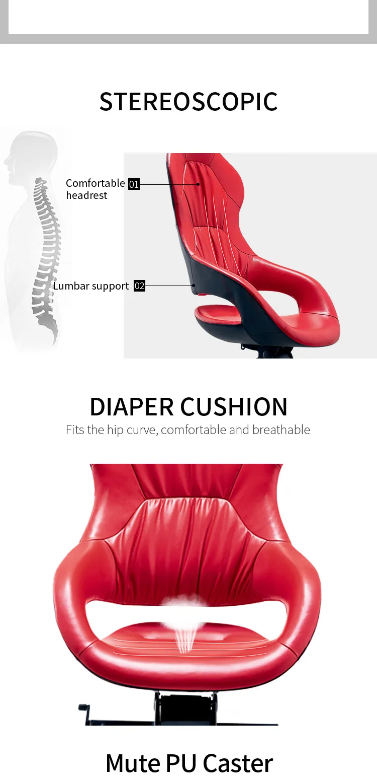 Red Smart Ergonomic Retro Furniture Set Vintage Compact Office Chair