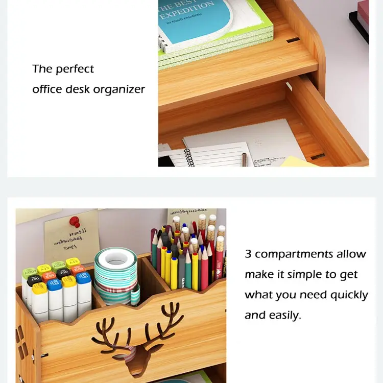 Caja De Madera De Bambú Para Soporte De Bolígrafo,Cajón De Escritorio