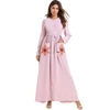 Fashionable Pink Princess Dress With Front Single Breasted Lace-up Embroidered Dress Pria Abaya