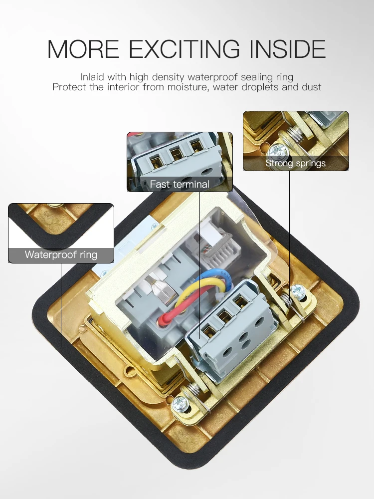 Wholesale eu standard brass electrical power supply 16A pop up floor socket box