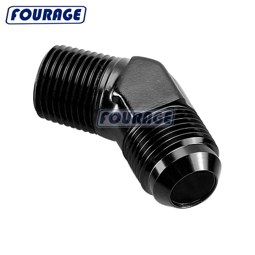 0 Degree 6AN Male to 1/8NPT Male Thread Aluminum Hose End Fitting Adapter Black 