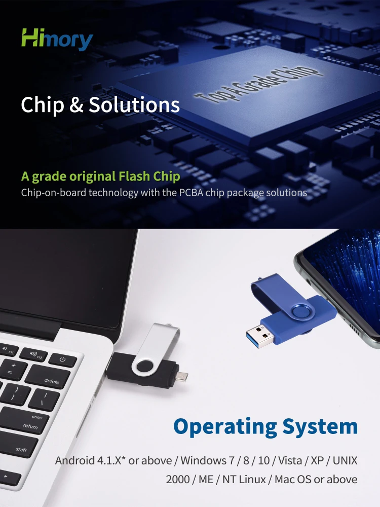 PO301 MetalOTG USB3.0 Dual Interface Swivel Flash Drive,OEM logo and package accepted,8GB, 16GB, 32GB, 64GB, 128GB - ANKUX.COM