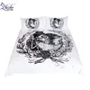3D style skeleton couples printed polyester fabric bedding set ready to ship
