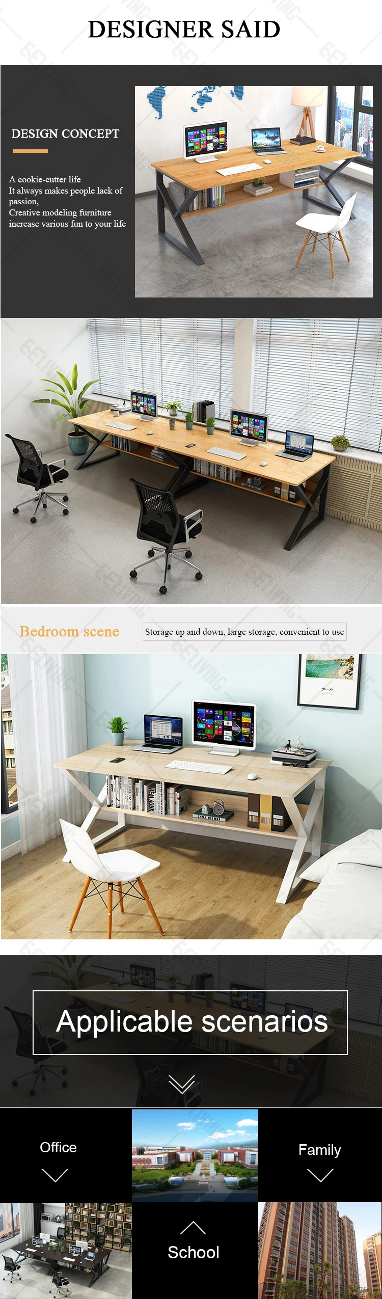 Modern Office Home Computer Ergonomic Children Table Kids Study Desk With Chair