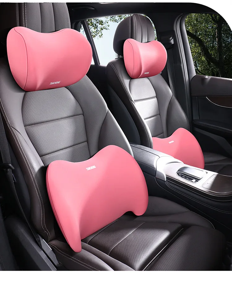 Car Headrest Neck Pillow Summer Driving Airline Grade Neck Cushion Leather Material for Car and Aviations Seat manufacture
