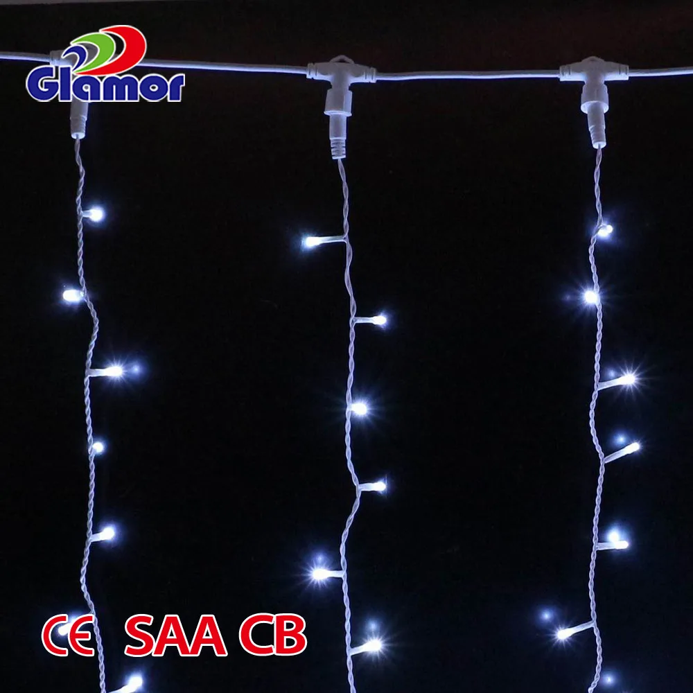 220-240V Commercial Shopping Mall Decoration PVC Wire Shrinkable Led String Fairy Icicle Curtain Light for indoor use