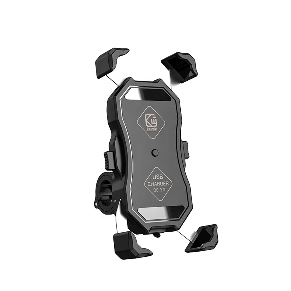 Motorcycle Phone Holder With QC3.0 Fast Wireless Charger – Handlebar Mount, 1-Year Warranty