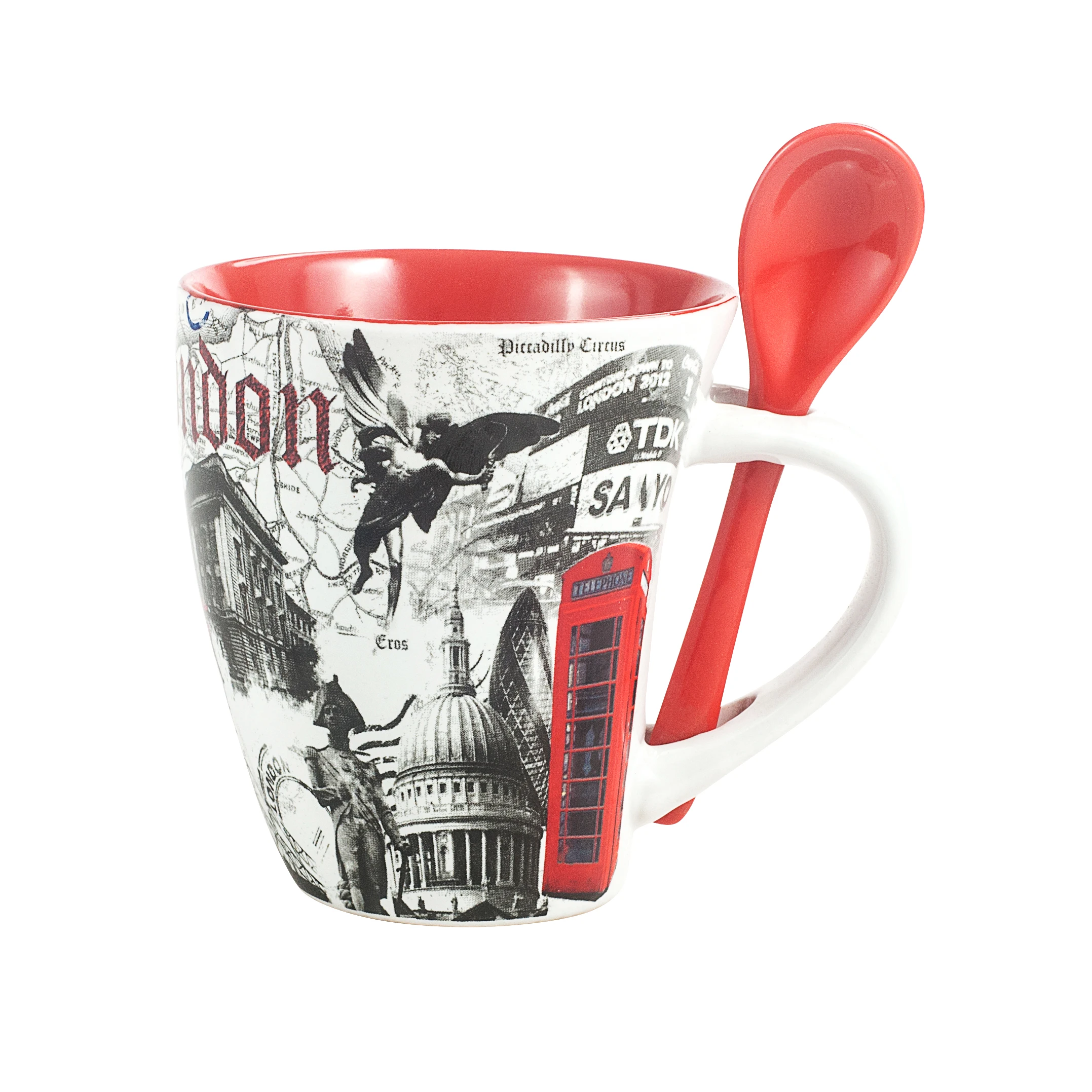 Cheap 300ml 10oz London City Souvenir Inner Color Mugs Set Wholesale
