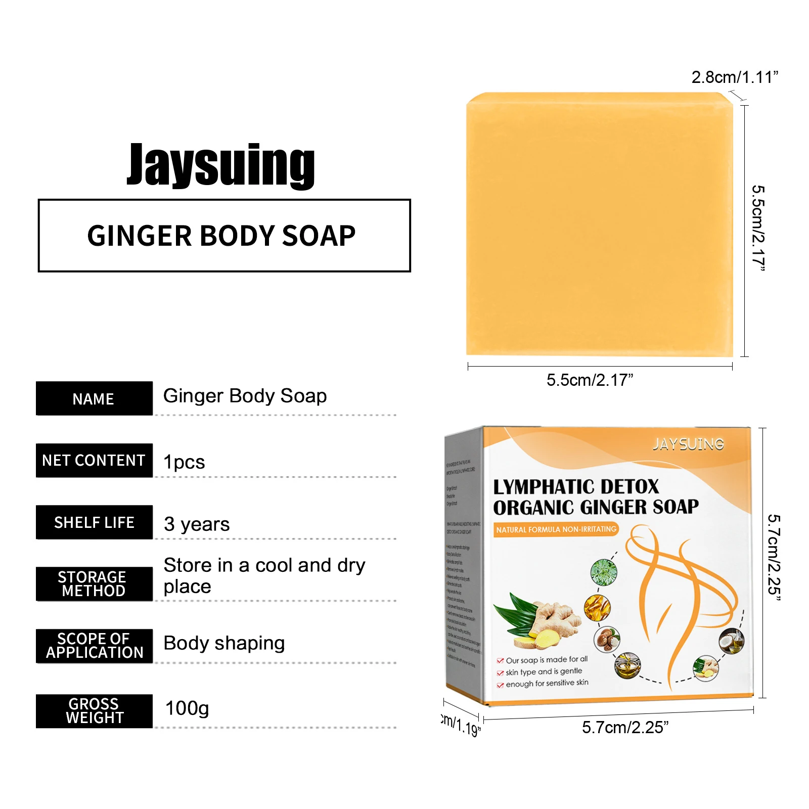 Jaysuing Oem Odm Lymphatic Natural Detox Organic Ginger Soap Drainage