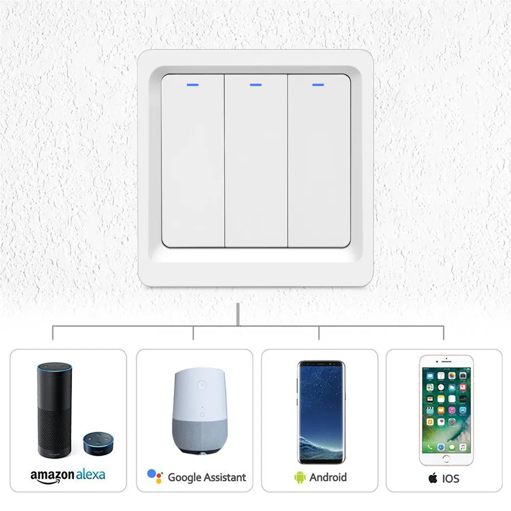Single Live Wire Version Wireless WIFI Smart Switch, WiFi Smart Panel, Phone / Button / RF Control - ANKUX.COM