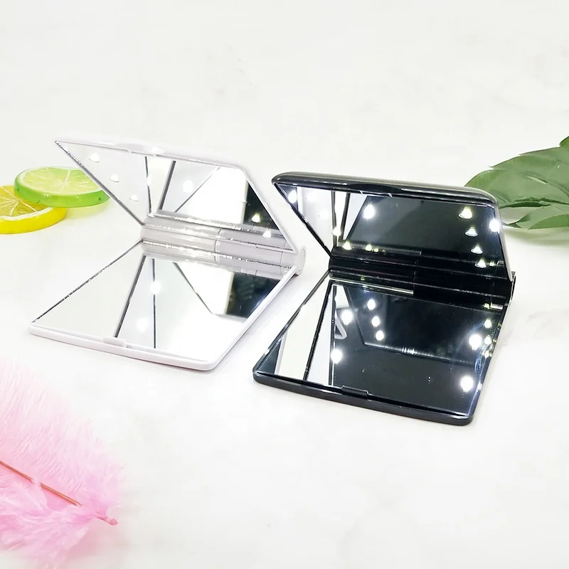 LED makeup mirror with lamp square double-sided handheld portable light supplement small mirror