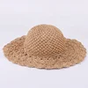 New Product Visor Folding Hollow Crochet Beach Straw Hat For Women