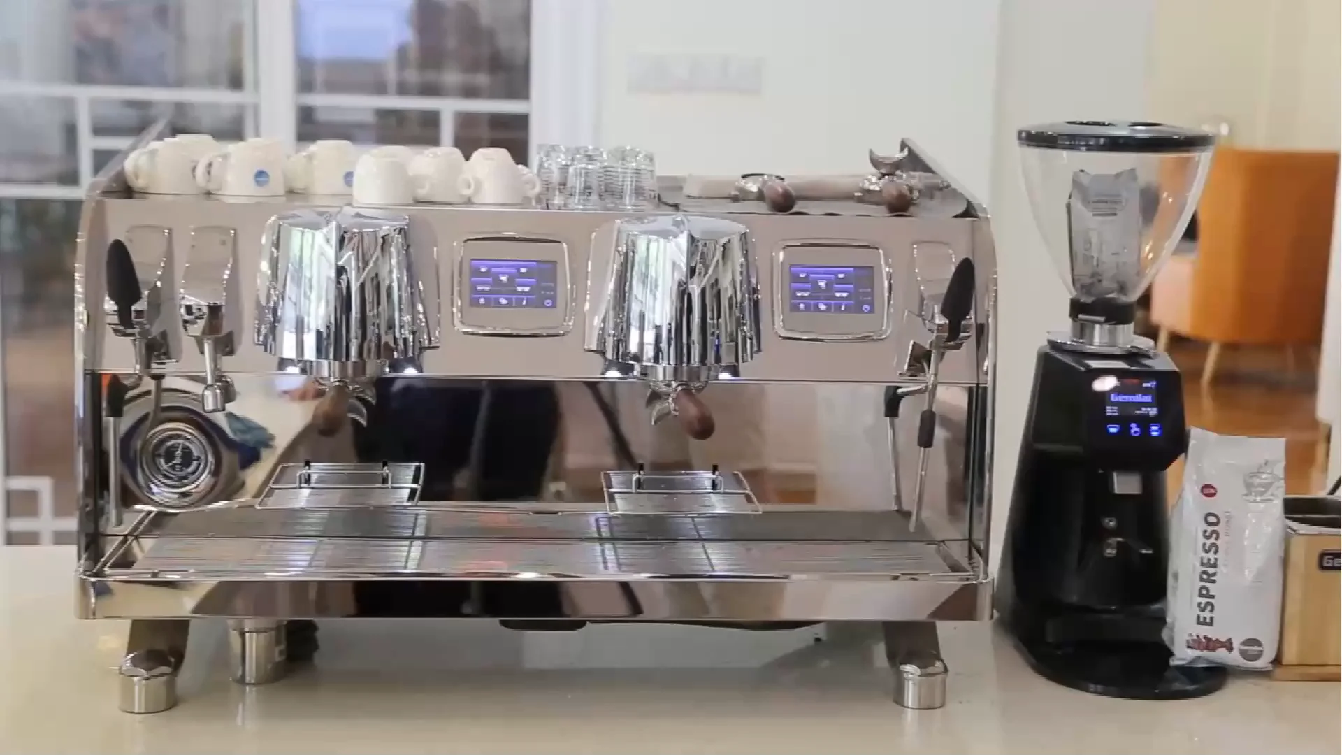 Stainless Steel Espresso Coffee Maker,9 Bar Pressure Commercial