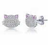 Custom design cute lovely Jewelry HellocatKitty stainless steel micro diamond pave Cubic Zirconia Stud Earrings ear ring