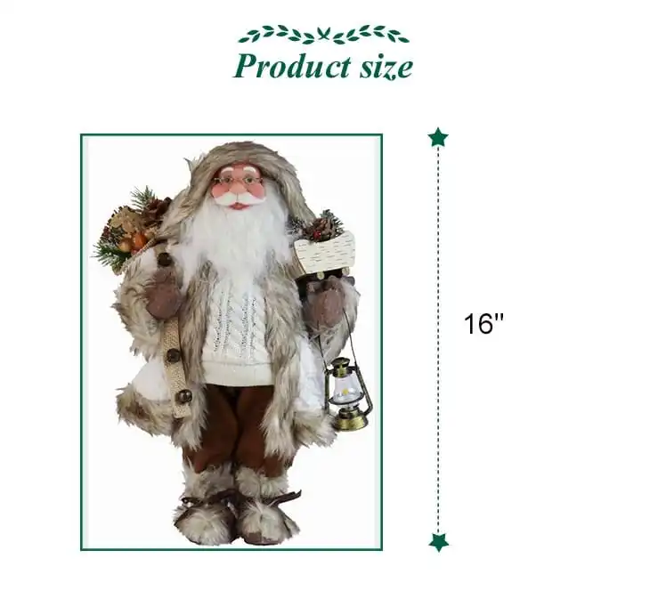 Classic Shape 16inch White Woodland Santa Claus Figurine Figure ...