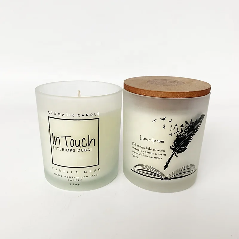 Candle Jars With Wooden Lids Custom Frosted Glass Jar Wood Lid Candle